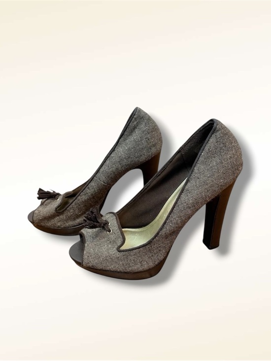 Christian Siriano Shoes - Brown Tweed Bow Platform Heels